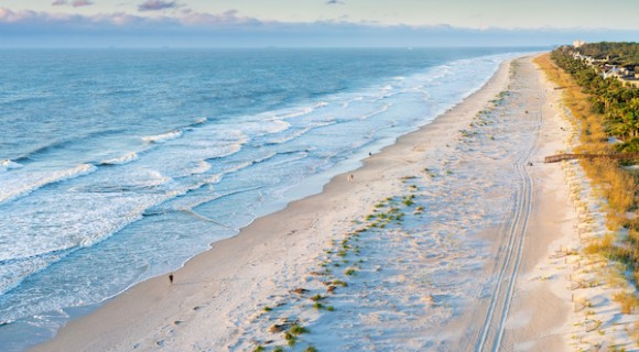 aerial view of the coastline of the Palmetto Dunes ocean