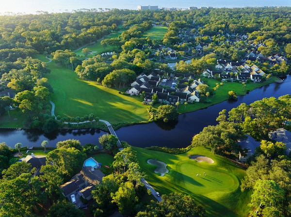 aerial view of Hole 2 of the Robert Trent Jones golf course