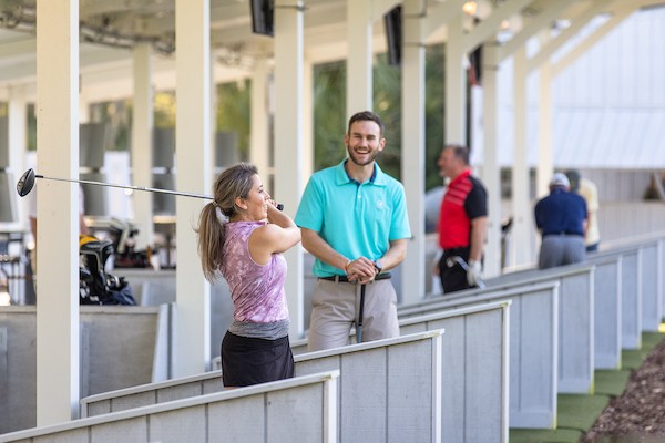 Hitting balls at Toptracer