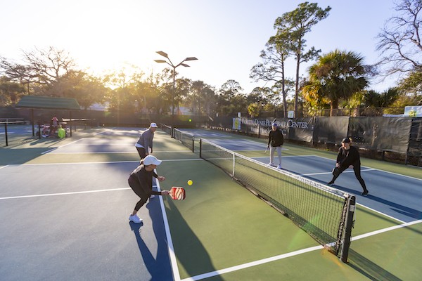 playing pickleball