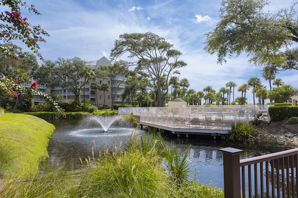 pond next to the resort pool of Barrington Arms