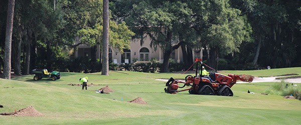 construction taking place on Arthur Hills Golf Course to install new irrigation