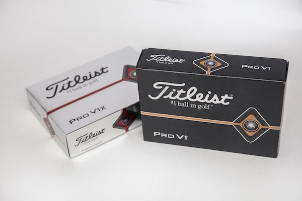 black and white box of Titleist golf balls