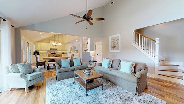 living room and kitchen interior of house rental