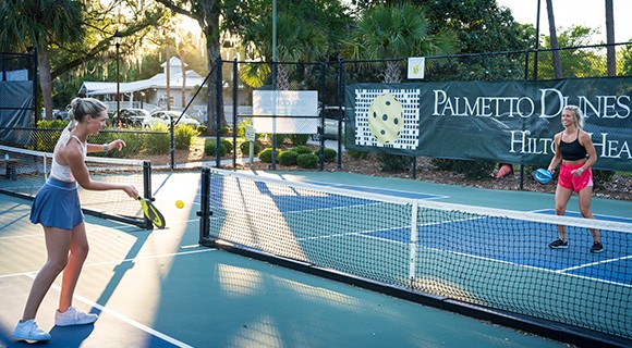 Girls playing pickleball at Palmetto Dunes